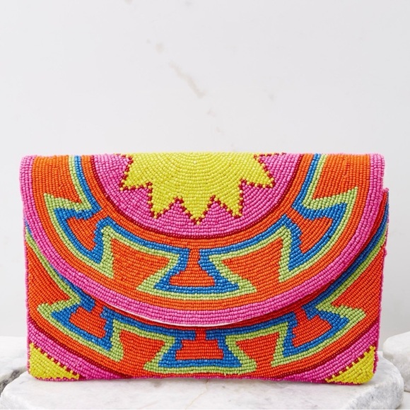 Women’s Boho Aztec Beaded Clutch/Crossbody - Picture 3 of 4